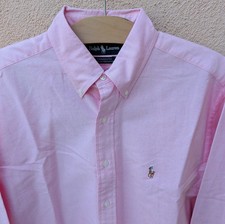 Ralph Lauren Yarmouth Shirt Mens 16-34 Pink Cotton Oxford Long Sleeve Preppy