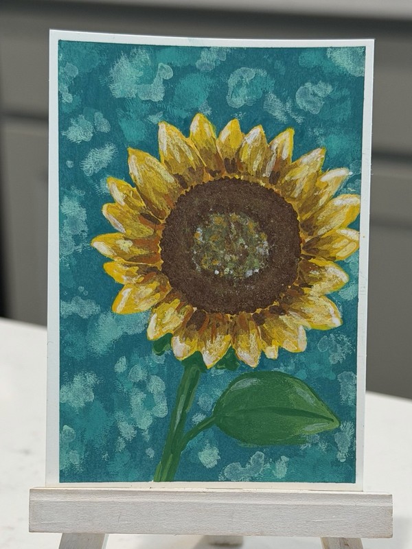 Original ACEO Acrylic Nature Sunflower Flower Study #4, 2.5” x 3.5” by Sykes