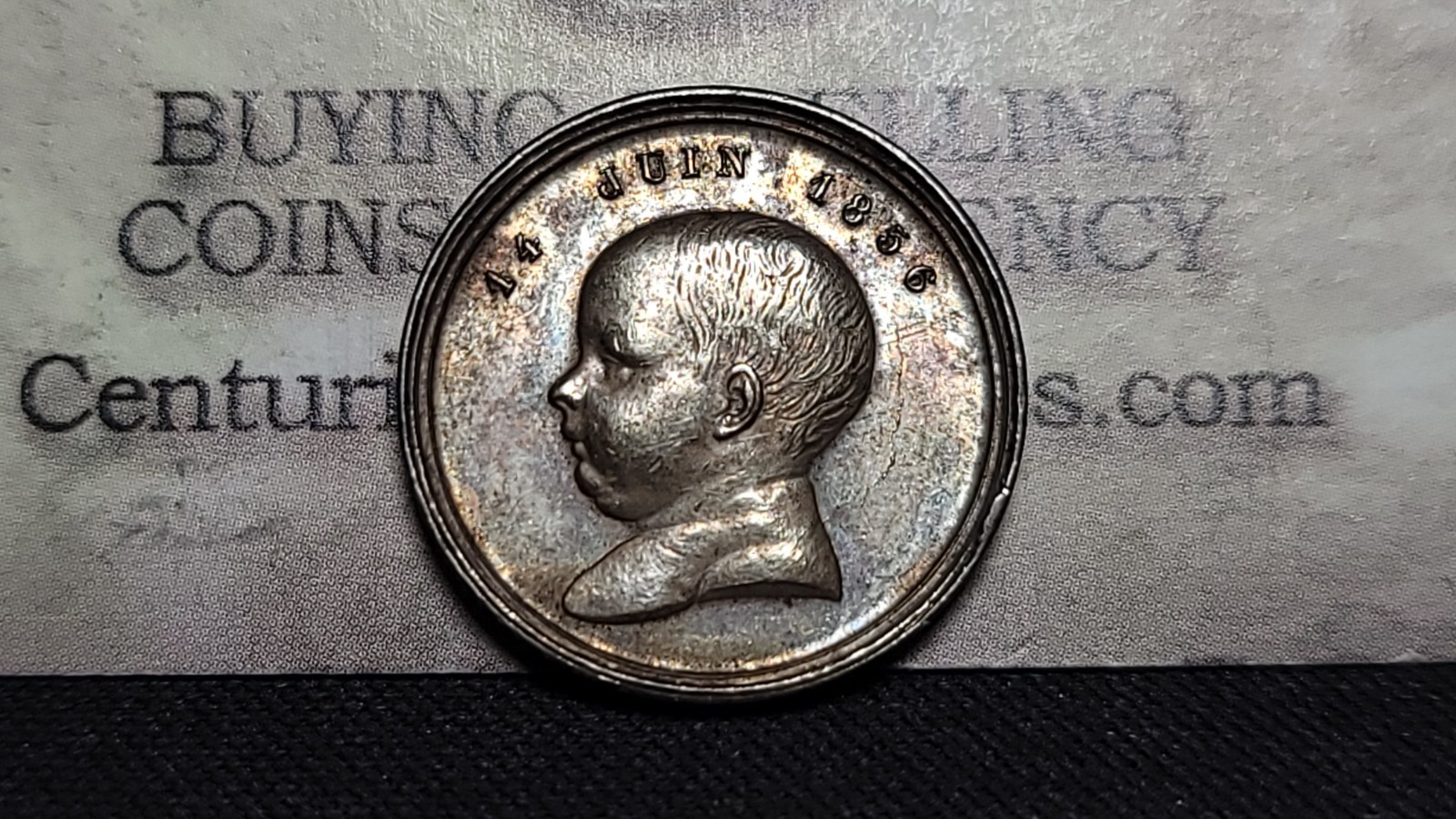 French Second Empire 1856 Prince Imperial Birth Medal Caqué Napoleon III