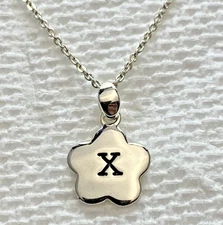 Kit Heath Sterling Silver 925 Kids Alphabet Flower Initial x Necklace 12-14" NOS