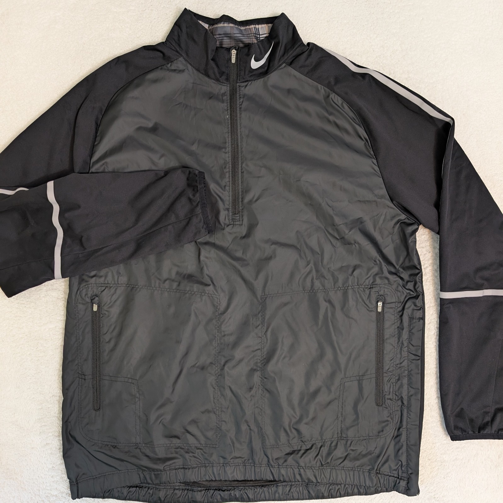 SACAI X NIKE Nike Giacca Golf Uomo L 1 4 Zip Manica Lunga Nera Plaid Giacca a Vento Collo Logo