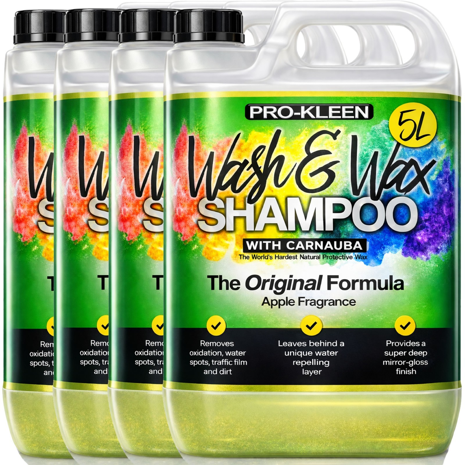 ProKleen Wash and Wax Car Shampoo PH Neutral Carnauba Cleaning Apple Valet 20L