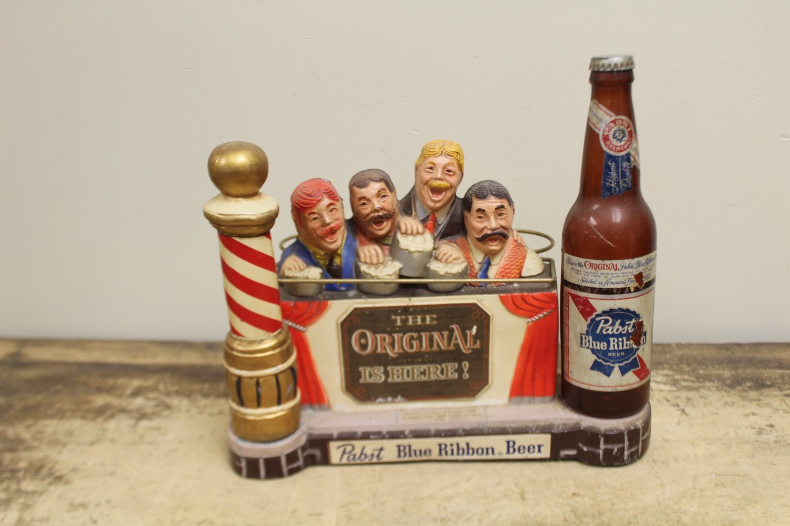 Vintage Pabst Blue Ribbon Beer Metal Barber Shop Quartet Display