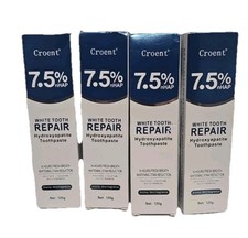 4pk Croent 7.5 nHAP White Tooth Stain Repair Hydroxyapatite Toothpaste 16hr