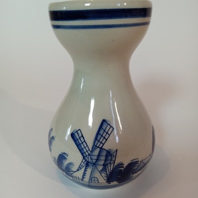 Hyacinth Bulb Vase Delft Blue Holland Windmill Ceramic 6'' Vintage