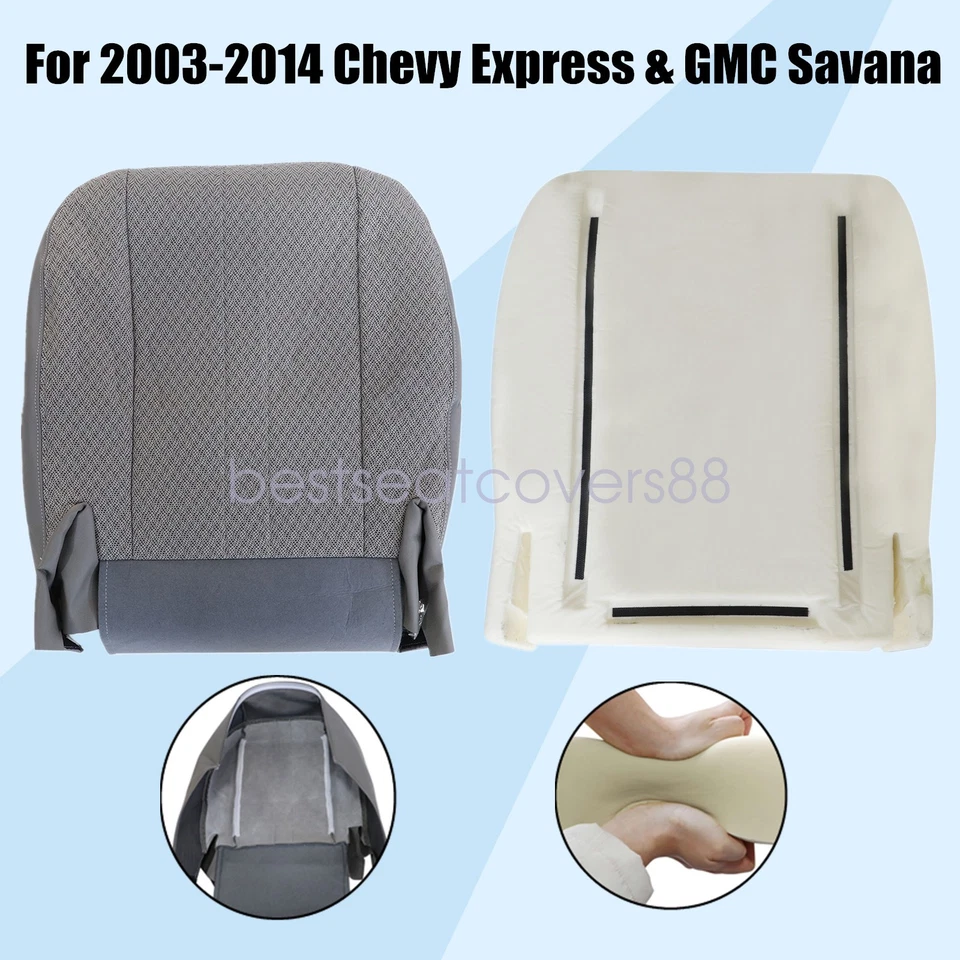 Cubierta de asiento inferior y cojín de espuma para conductor Chevy Express y GMC Savana 2003-2014 Foto 4 de 4