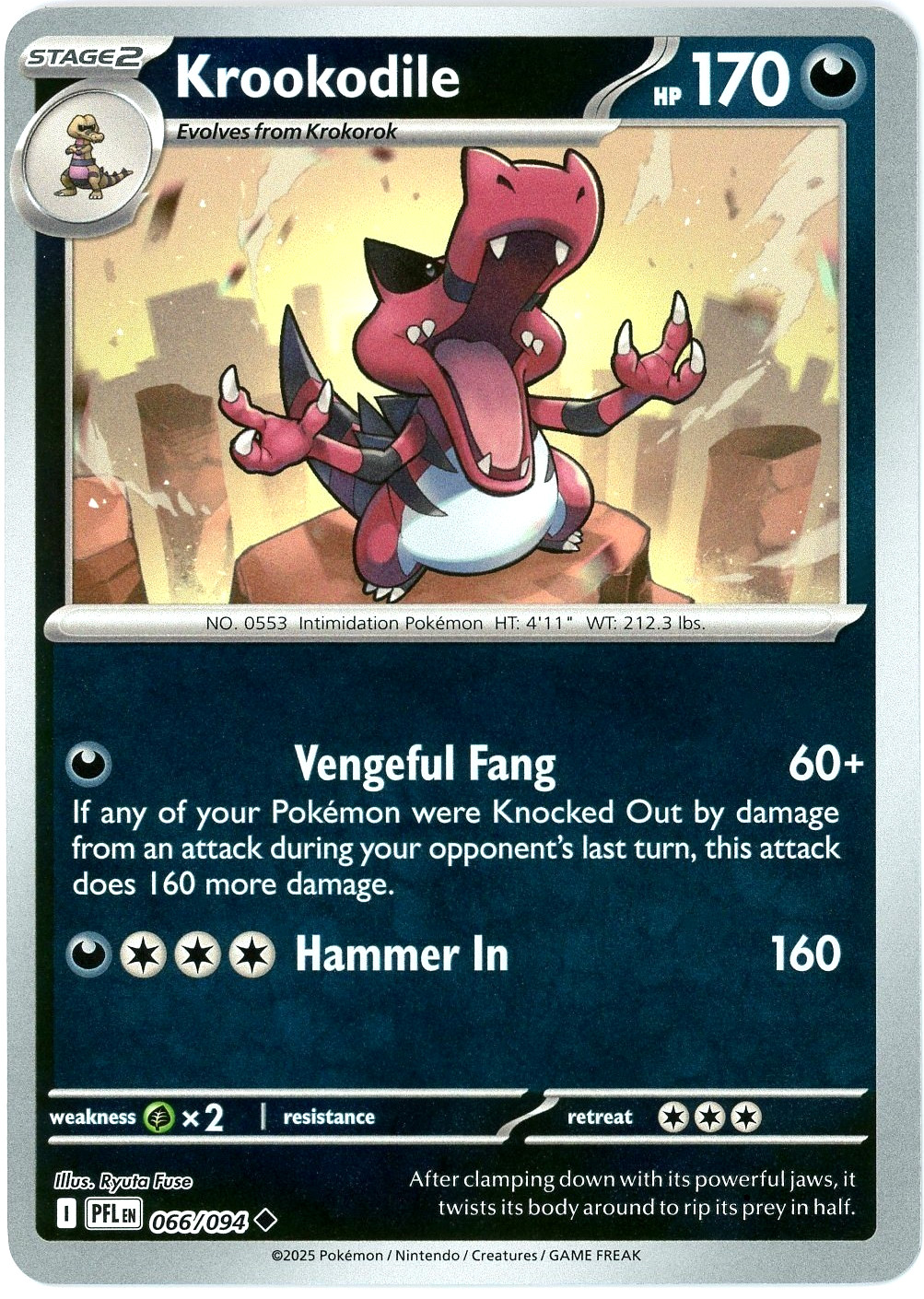 Krookodile 066/094 (Reverse Holo) ME02 Phantasmal Flames PFL - Pokemon - NM/M