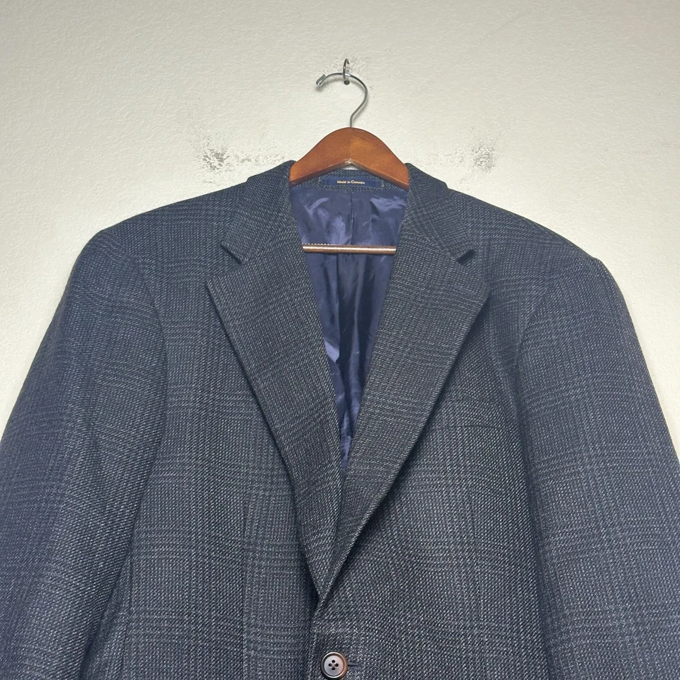 De Colección Ralph Lauren Negro Tweed Blazer Abrigo Chaqueta Hombres 48L Formal Azul Forro Preparación Foto 3 de 4