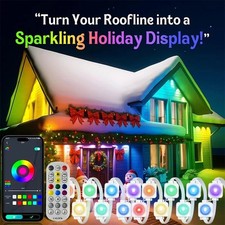 500FT Smart RGB Eave Lights App Remote IP67 Permanent Outdoor LED String Lights 
