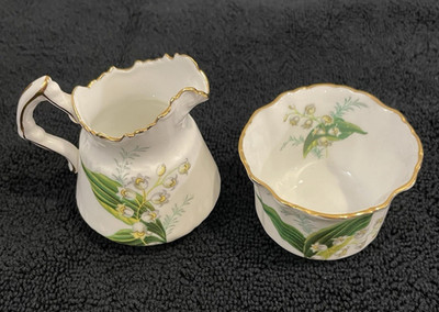 Hammersley co England Vintage Lily of The Valley Bone China - Milk and Sugar Set