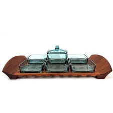 Vtg DANSK 8 Piece Teak Lattice Tray W/Inserts JHQ Quistgaard 1960s Denmark MCM