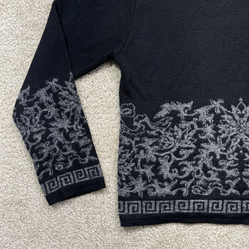 VTG Kenzo Jeans Turtleneck Sweater Womens LARGE BLACK Medusa Wool Blend GUC - Picture 12 of 17