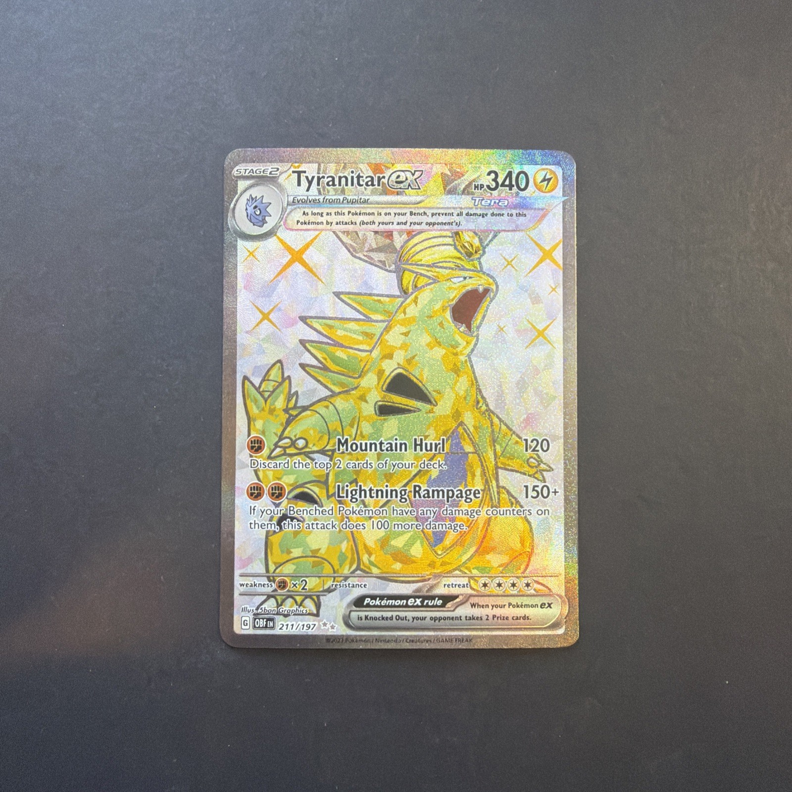 Tyranitar ex 211/197 Obsidian Flames Full Art Ultra Rare Holo Pokemon Card NM