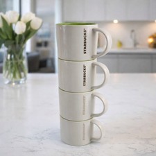 Starbucks 12 oz White Mug with Green Interior (Set of 4) – 2017 Design