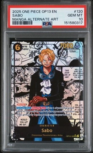 2025 ONE PIECE OP13-CARRYING ON HIS WILL MANGA ALTERNATE ART #120 SABO PSA 10