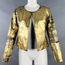 Giacca Blazer In Cotone Mistoe Finta Pelle Nera E Oro Taglia M