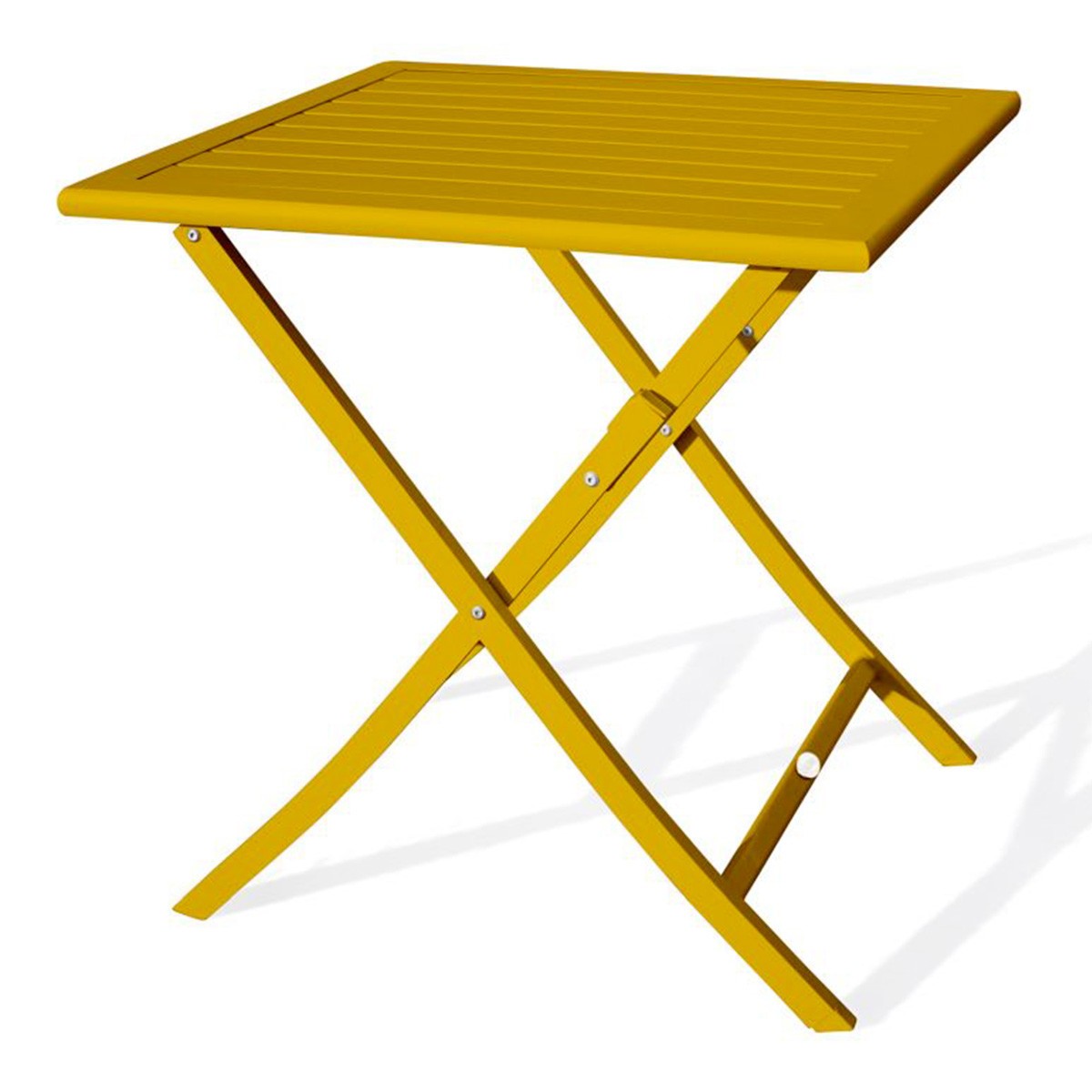 Table de jardin pliante Marius moutarde table bistrot ronde extérieure en métal 70 cm