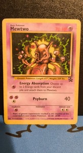 mewtwo pokemon card value promo SVP 052 Psychic Psychic Energy Absorption Choose up to 2 Energy cards from your discard pile and attach them to Mewtwo Mewtwo (Movie Promo) - WoTC