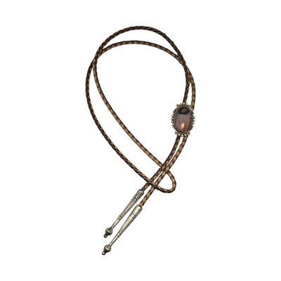 TRADING POST NAVAJO STERLING SILVER/BRAIDED LEATHER BOLO TIE 25.2GR #5223