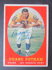 1958 TOPPS DUANE PUTNAM AUTOGRAPH FOOTBALL CARD #55 Rams auto Cowboys Browns