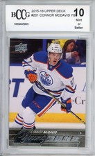2015 UPPER DECK #201 CONNOR MCDAVID YOUNG GUNS RC ROOKIE BCCG BECKETT 10