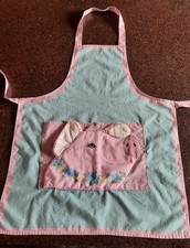 Handmade Bib Apron Pig Design Pink Light Blue Cotton Adjustable Neck Strap Cute