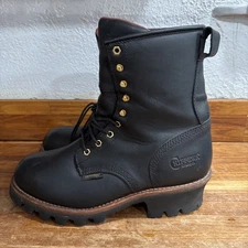 Chippewa Logger Work Boot 8" Leather Black Oiled Steel Toe 9.5 Wide 73050