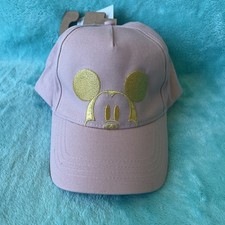 Disney Pink Rose Gold Baseball Hat Ball Cap Embroidered Mickey Head Mickey Mouse