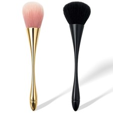 2Pcs Gold Black Acrylic Nail Dust Cleaner Brush Large Soft colorful