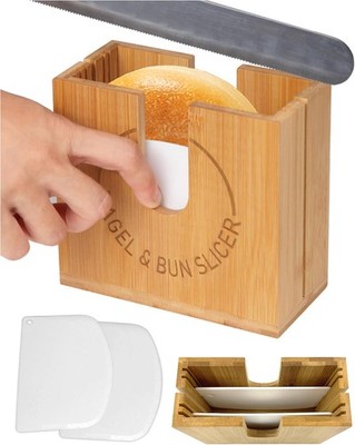 Adjustable Bagel Slicer Holder, Bagel Cutter for Small and Large Bagels with Non