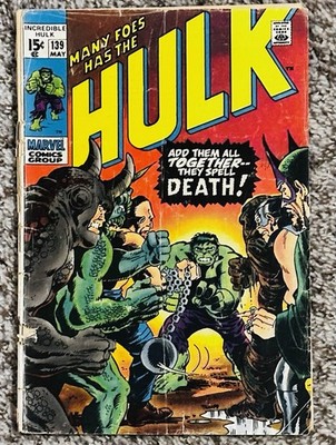The Incredible Hulk #139 (Marvel Comics May 1971) Cover Is Unattached 1.5
