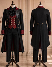 Victorian Men's Suits Long Tailcoat Vest Pants Halloween Theater Party 3 Pieces