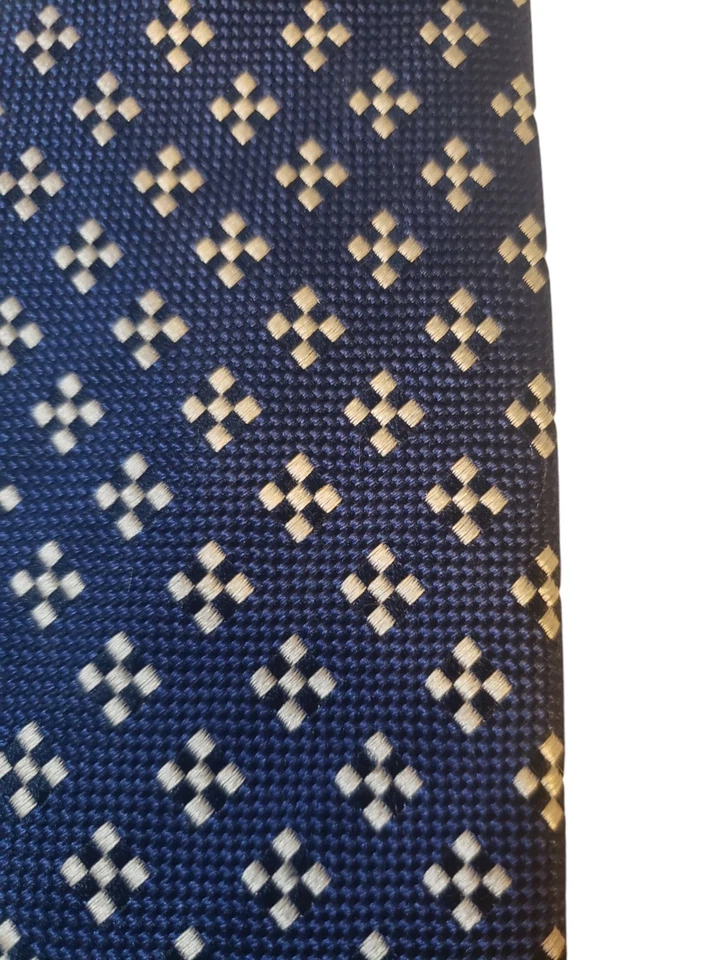 Corbata Charles Tyrwhitt Para Hombre Diseñador Lujo Azul Marino Blanco Negro Geométrica Foto 3 de 4