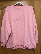 Walt Disney World Parks Mickey Mouse Pink Pullover Sweater Sweatshirt Adult S