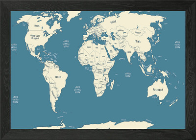 Weltkarte gerahmtes Wandbild Poster Leinwanddruck Bild