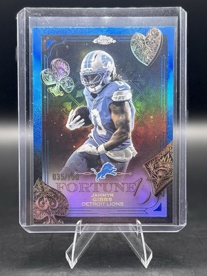 2025 Topps Chrome Jahmyr Gibbs Fortune 15 Blue /150 Lions Color Match