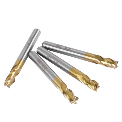 Pack of 4 4-Flute Titanium Coat Carbide End Mill Bits, 1/4 Inch/6Mm HSS CNC Stra