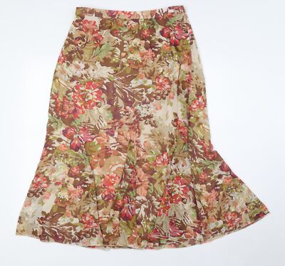 Coldwater Creek Damen A-Linien-Rock mehrfarbig Blumenmuster Polyester Größe S Reißverschluss