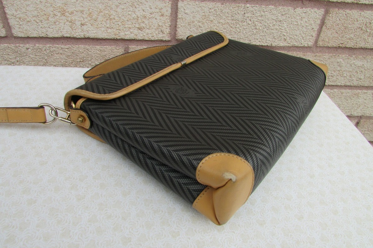 Vintage Mark Cross Signature Herringbone Canvas Leather
