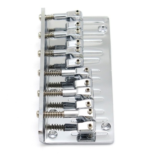 6String Metal Fixed Bass Bridge L-Shaped Saddle Bridge Top Load Tailpiece Silver - Picture 7 of 9