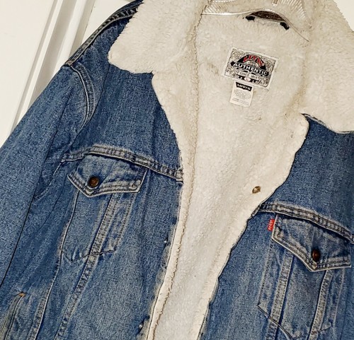 Sherpa Lined Distressed Denim Jacket 