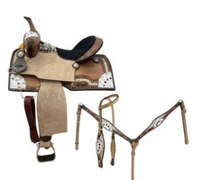 14", 15" Circle S Barrel Saddle Set with Poker Design Theme 