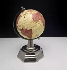 Tabletop World Globe Earth Rotating Made in India Chrome Metal Stand 7.5" 2008