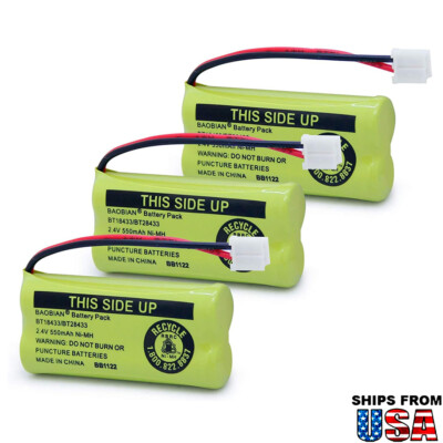 3x BT18433 BT28433 BT184342 BT284342 2.4V 500mAh NI-MH For Vtech Cordless Phone