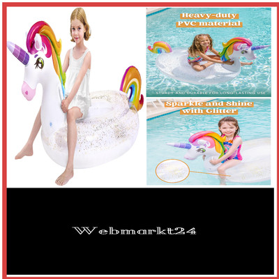 JOYIN-Wasser-Raft für Kinder, Inflatable-Unicorn-Pool-Raft mit Glitzer, zum S...