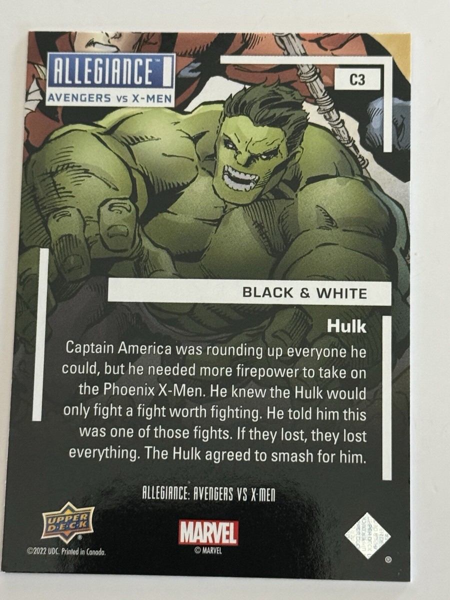 2023 Upper Deck Allegiance Avengers vs X-Men Black & White Hulk 