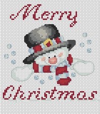 Merry Christmas Snowman Counted Cross Stitch Chart No. 4-19
