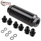Universal Racing In-Line Fuel Filter With AN 6 8 10 Fittings Adapter 40 Micron