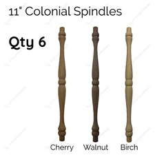 Wooden Spindles 11", 1/2" Tenon, 6 piece, Cherry Oak Birch Hardwood Baluster