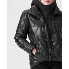 Universal Standard Jacket 2xs 6-8 Josie Puffer Jacket Black Zip Up New $210